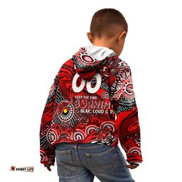Custom NAIDOC Week 2024 Bombers Kid Hoodie Aboriginal Animals Keep The Fire Burning