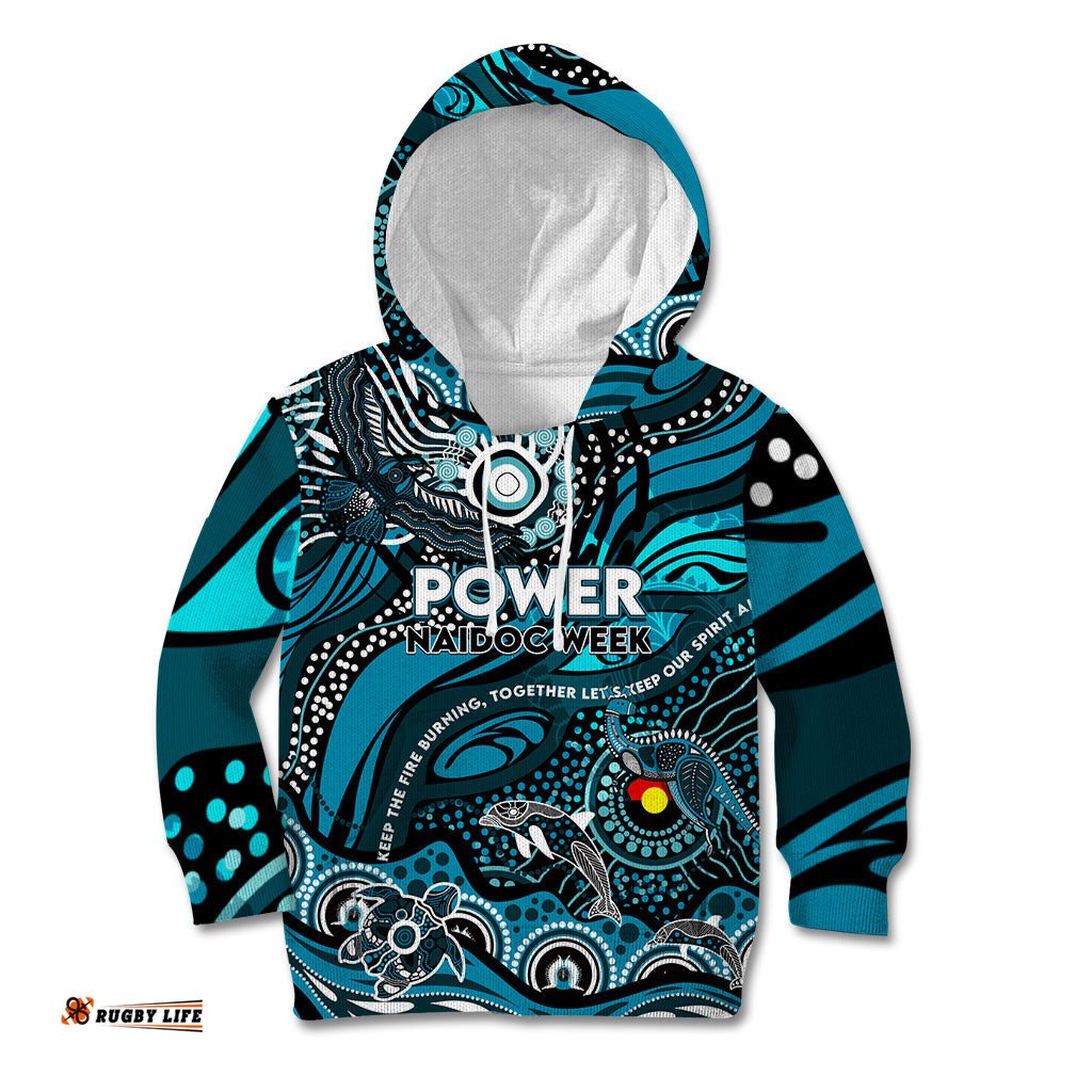 Custom NAIDOC Week 2024 Power Kid Hoodie Aboriginal Animals Keep The Fire Burning