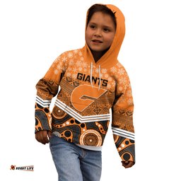 Custom Giants Football Christmas Kid Hoodie Merry Xmas 2023 Mix Aboriginal Art