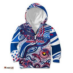 Custom NAIDOC Week 2024 Bulldogs Kid Hoodie Aboriginal Animals Keep The Fire Burning