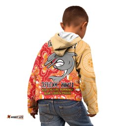 Personalised Dolphins NAIDOC Week 2024 Kid Hoodie Aboriginal Fire Burning Sparks