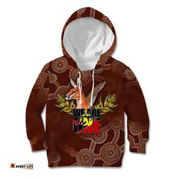 We Are One Koori and Australia Kid Hoodie Aboriginal Pattern