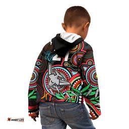 Custom Bombers Football Aboriginal Art Kid Hoodie NAIDOC Indigenous Tribal