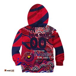 Custom NAIDOC Week 2024 Demons Kid Hoodie Aboriginal Animals Keep The Fire Burning