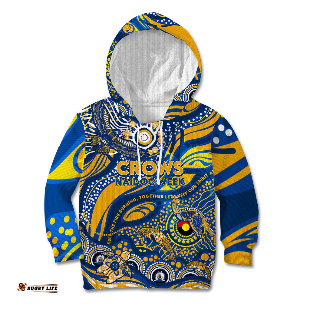 Custom NAIDOC Week 2024 Eagles Kid Hoodie Aboriginal Animals Keep The Fire Burning