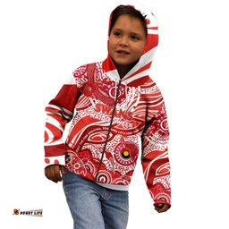 Custom NAIDOC Week 2024 Swans Kid Hoodie Aboriginal Animals Keep The Fire Burning