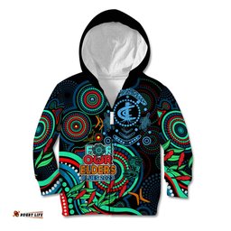 Custom Carlton Blues Football Aboriginal Art Kid Hoodie NAIDOC Indigenous Tribal