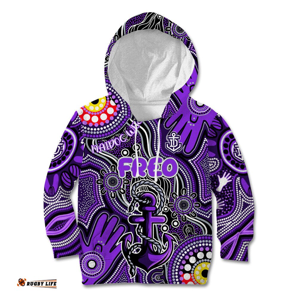 Personalised NAIDOC Week 2024 Fremantle Dockers Freo Kid Hoodie Australian Aboriginal Hand Painting