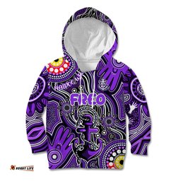 Personalised NAIDOC Week 2024 Fremantle Dockers Freo Kid Hoodie Australian Aboriginal Hand Painting