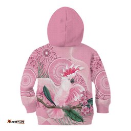 Pink Cockatoo Australia Kid Hoodie Aussie Cacatua Leadbeateri Aboriginal Art