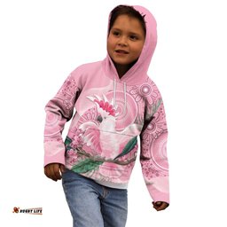 Pink Cockatoo Australia Kid Hoodie Aussie Cacatua Leadbeateri Aboriginal Art