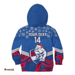 Custom Bulldogs Football Christmas Kid Hoodie Merry Xmas 2023 Mix Aboriginal Art