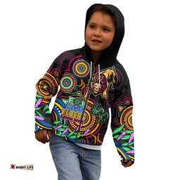 Lions Football Aboriginal Art Kid Hoodie NAIDOC Indigenous Tribal