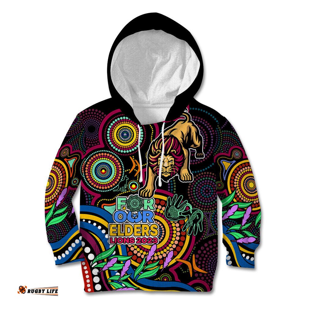 Lions Football Aboriginal Art Kid Hoodie NAIDOC Indigenous Tribal