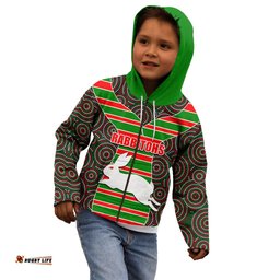 NRL Rabbitohs Kid Hoodie Mix Dot Aboriginal