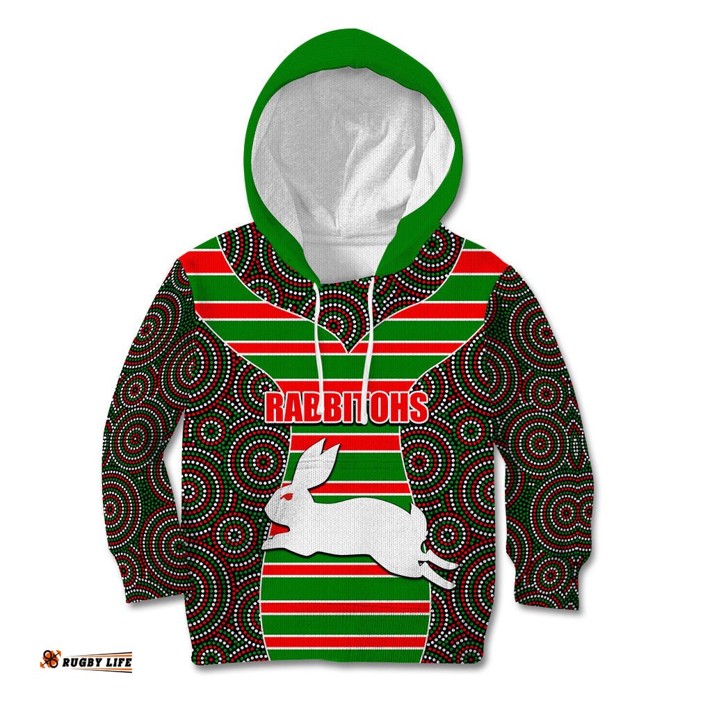 NRL Rabbitohs Kid Hoodie Mix Dot Aboriginal