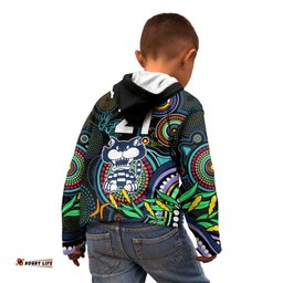 Custom Cats Football Aboriginal Art Kid Hoodie NAIDOC Indigenous Tribal