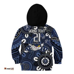 Custom Geelong Cats NAIDOC Week 2024 Kid Hoodie Fire Burning Aboriginal Dots Art