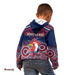 Roosters Rugby Kid Hoodie Tricolours 1908 Aboriginal Mix Polynesian Pattern