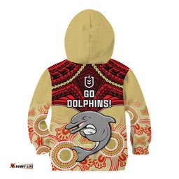 Dolphins Rugby Kid Hoodie Aboriginal Mix Polynesian Pattern