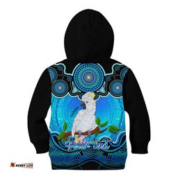 Personalised Australia Libra Cockatoo Zodiac Kid Hoodie Auz Astrology Aboriginal Aqua