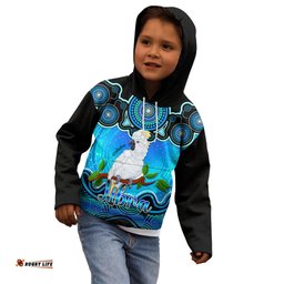 Personalised Australia Libra Cockatoo Zodiac Kid Hoodie Auz Astrology Aboriginal Aqua