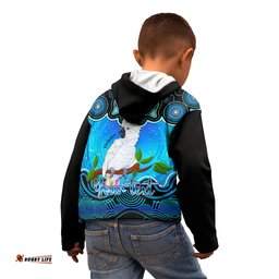 Personalised Australia Libra Cockatoo Zodiac Kid Hoodie Auz Astrology Aboriginal Aqua