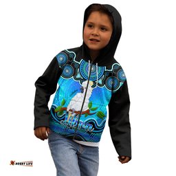 Personalised Australia Libra Cockatoo Zodiac Kid Hoodie Auz Astrology Aboriginal Aqua