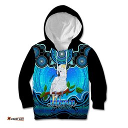 Personalised Australia Libra Cockatoo Zodiac Kid Hoodie Auz Astrology Aboriginal Aqua