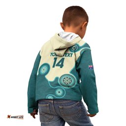 Custom Australia Boomers Kid Hoodie Aboriginal With Marble Pattern Cyan