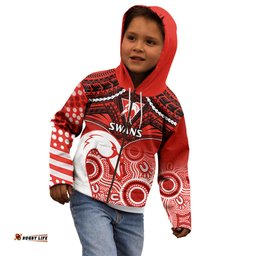 Personalised Sydney Swans Football Kid Hoodie Go Swannies Aboriginal Mix Polynesian Pattern