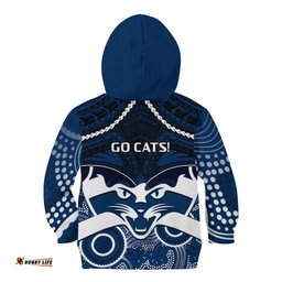 Geelong Football Kid Hoodie Go Cats Aboriginal Mix Polynesian Pattern