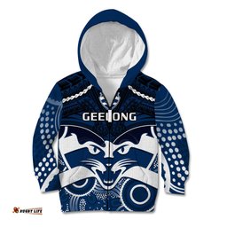 Geelong Football Kid Hoodie Go Cats Aboriginal Mix Polynesian Pattern