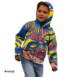 Custom NAIDOC Week 2024 Crows Kid Hoodie Aboriginal Animals Keep The Fire Burning