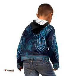 Blue African Dashiki With Australia Aboriginal Art Kid Hoodie