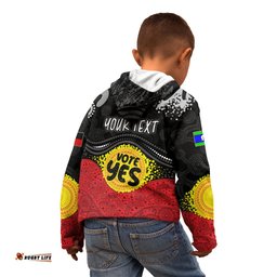Personalised Australia Indigenous Kid Hoodie Walk For Yes 2023 Aboriginal Flag Style