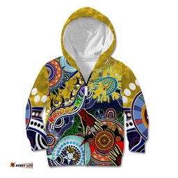 Personalised Eels NAIDOC Week 2024 Kid Hoodie Australia Aboriginal Dot Painting