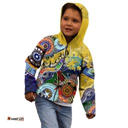 Personalised Eels NAIDOC Week 2024 Kid Hoodie Australia Aboriginal Dot Painting