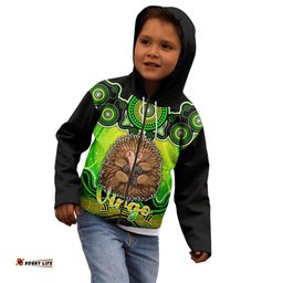 Personalised Australia Virgo Echidna Zodiac Kid Hoodie Auz Astrology Aboriginal Green