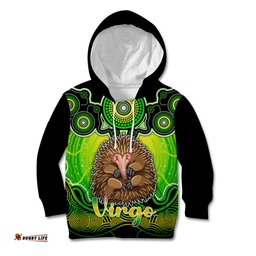 Personalised Australia Virgo Echidna Zodiac Kid Hoodie Auz Astrology Aboriginal Green