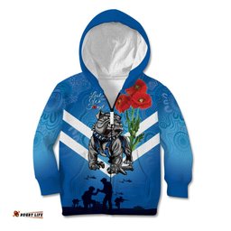 Custom Bulldogs Rugby ANZAC Kid Hoodie The Military Soldiers with Aboriginal Style