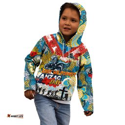 Personalised Titans ANZAC Day Kid Hoodie Aboriginal Rising Sun