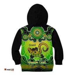 Personalised Australia Leo Lizard Zodiac Kid Hoodie Auz Astrology Aboriginal Green