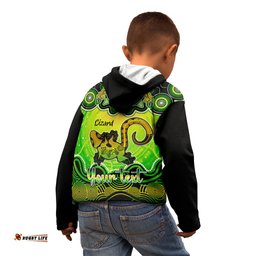 Personalised Australia Leo Lizard Zodiac Kid Hoodie Auz Astrology Aboriginal Green