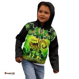 Personalised Australia Leo Lizard Zodiac Kid Hoodie Auz Astrology Aboriginal Green