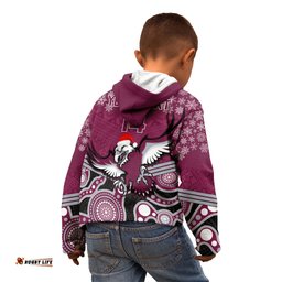 Custom Sea Eagles Rugby Christmas Kid Hoodie Merry Xmas 2023 Mix Aboriginal Art