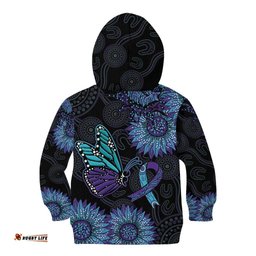 Australia Indigenous Kid Hoodie Teal & Purple Sunflower Aboriginal Arts