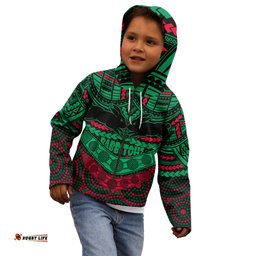 Custom Rabbitohs Rugby Kid Hoodie Polynesian and Aboriginal Special Version