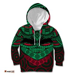 Custom Rabbitohs Rugby Kid Hoodie Polynesian and Aboriginal Special Version
