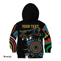 Personalised Panthers Aboriginal Dot Kid Hoodie Go the Mighty Panthers